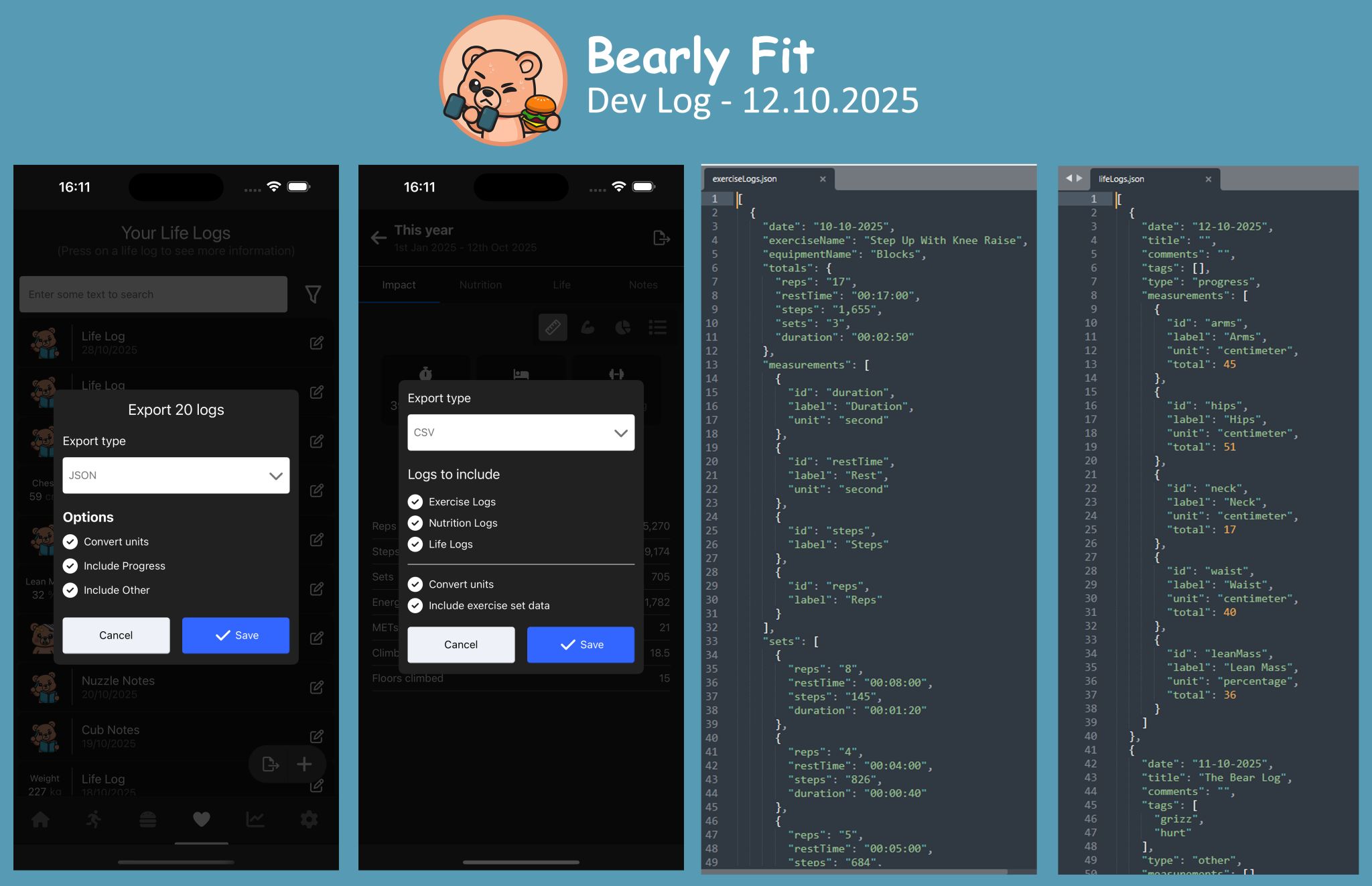 Export functionality